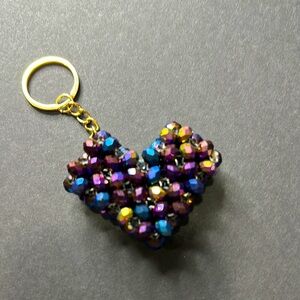 Crystal Heart Keychain with Gold Ring